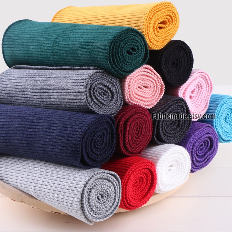 32 Colors Thick Ribbing 16cm x 100cm Ribbing and Binding Knit Fabric For Neckline, Cuffs, Hems image 1