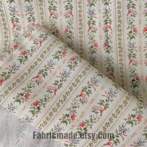 Tiny Floral Garland Round Stripes Flower Cotton Fabric - 1/2 yard image 9