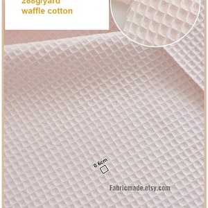 WAFFLE Cotton Fabric, Waffle Weave In Pale Blue Pink Beige White Ivory, Waffle Check Fabric Cotton 1/2 yard 2 pale pink