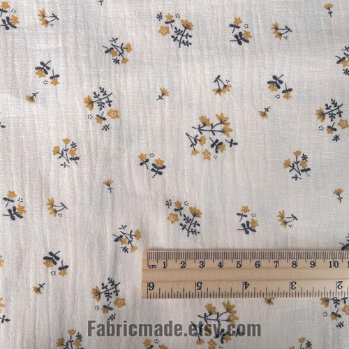 Vintage Mini Floral On Cream Double Gauze Cotton Fabric For Pajamas Kids- 1/2 yard