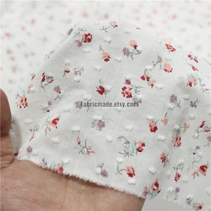 Tiny Pink Rose Cotton Fabric Jacquard Dots In White - 1/2 yard