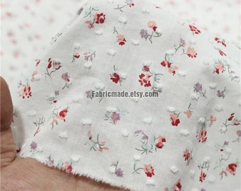 Minuscules points jacquard en tissu de coton rose rose en blanc - 1/2 yard