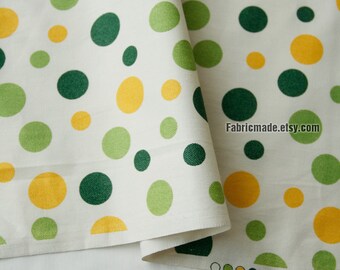 Irregular Green Yellow Polka Dots Cotton Fabric - 1/2 yard