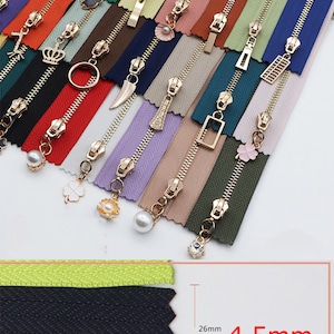 2 pcs 625 Gold Teeth Zippers,3 BRASS Closing End 43 Colors and Length choose image 9