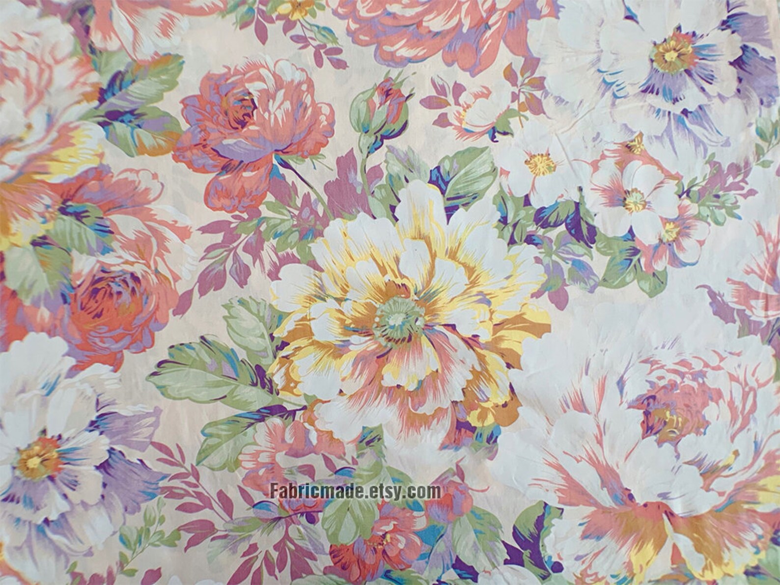 Floral Cotton Fabric Pastel Flower Cotton for Clothing Etsy