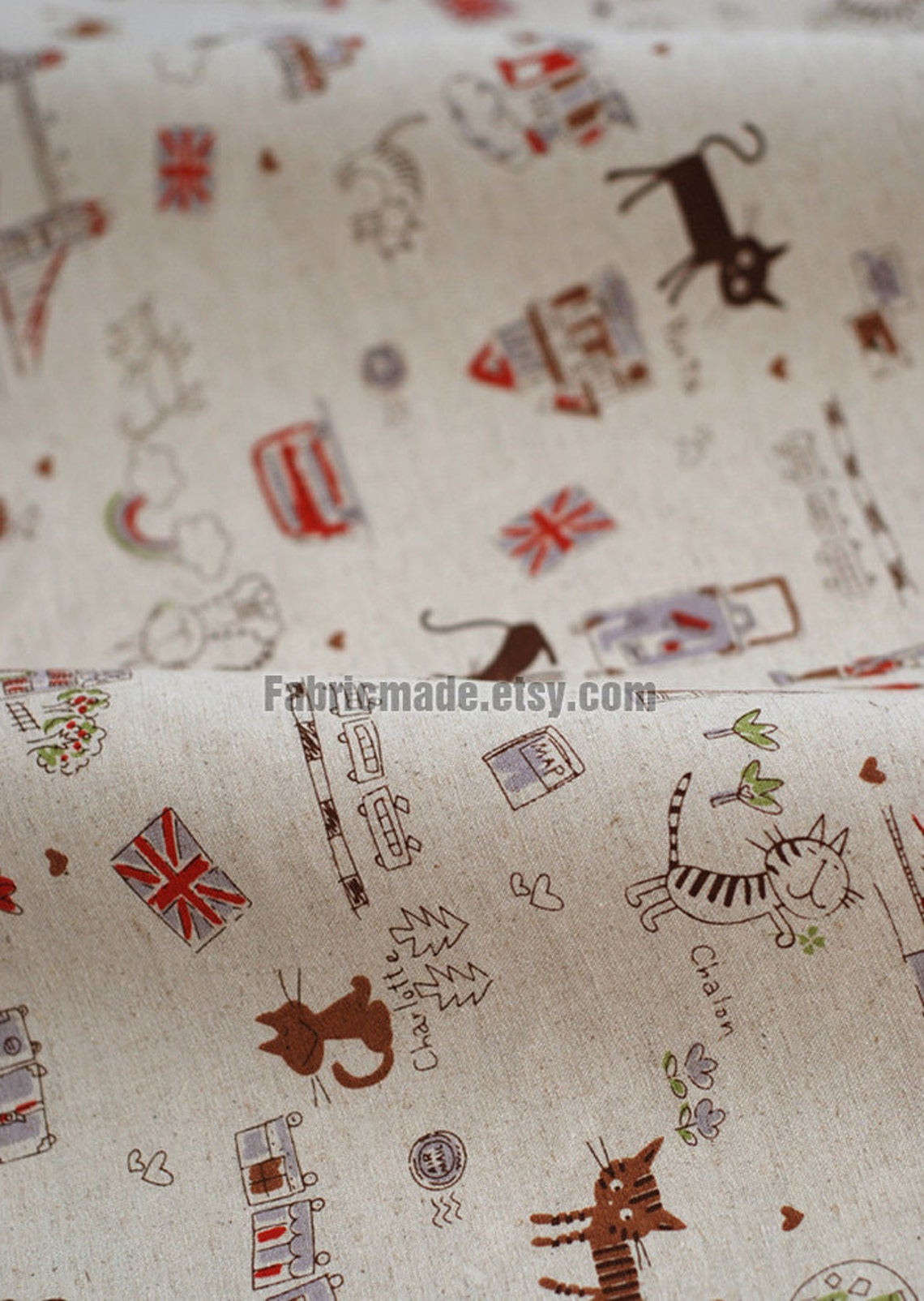 Kids Cute Fabric Children's Drawing Cotton Linen Fabric Etsy