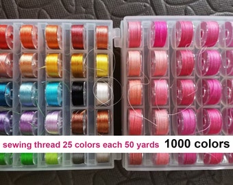 1000 colors choose- 1250 yards Thread - Bobbins Sewing Thread - Sewing Kit - Beginner Sewing All Thread