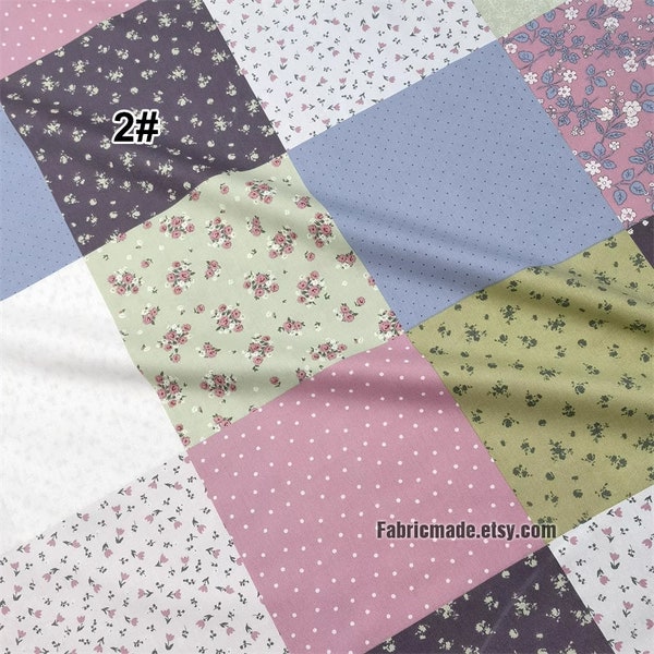 92“/235cm Mini Floral Polka Dots Stripes Patchwork Style Cotton Fabric Quilting Cotton - 1/2 Yard