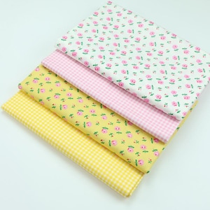 Yellow Rose Flower Cotton Fabric For Dress Garment- 1/2 yard