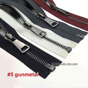Gunmetal Teeth Zippers, White Black purplish RedPMetal Zippers For Jackets & Chaps #5 BRASS Separating