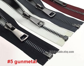 Gunmetal Teeth Zippers, White Black purplish RedPMetal Zippers For Jackets & Chaps #5 BRASS Separating