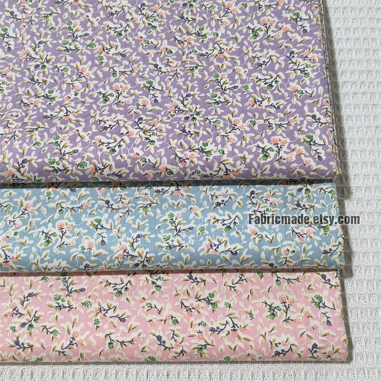 Tiny Floral Cotton Fabric Pink Purple Blue Flower - 1/2 Yard - Etsy
