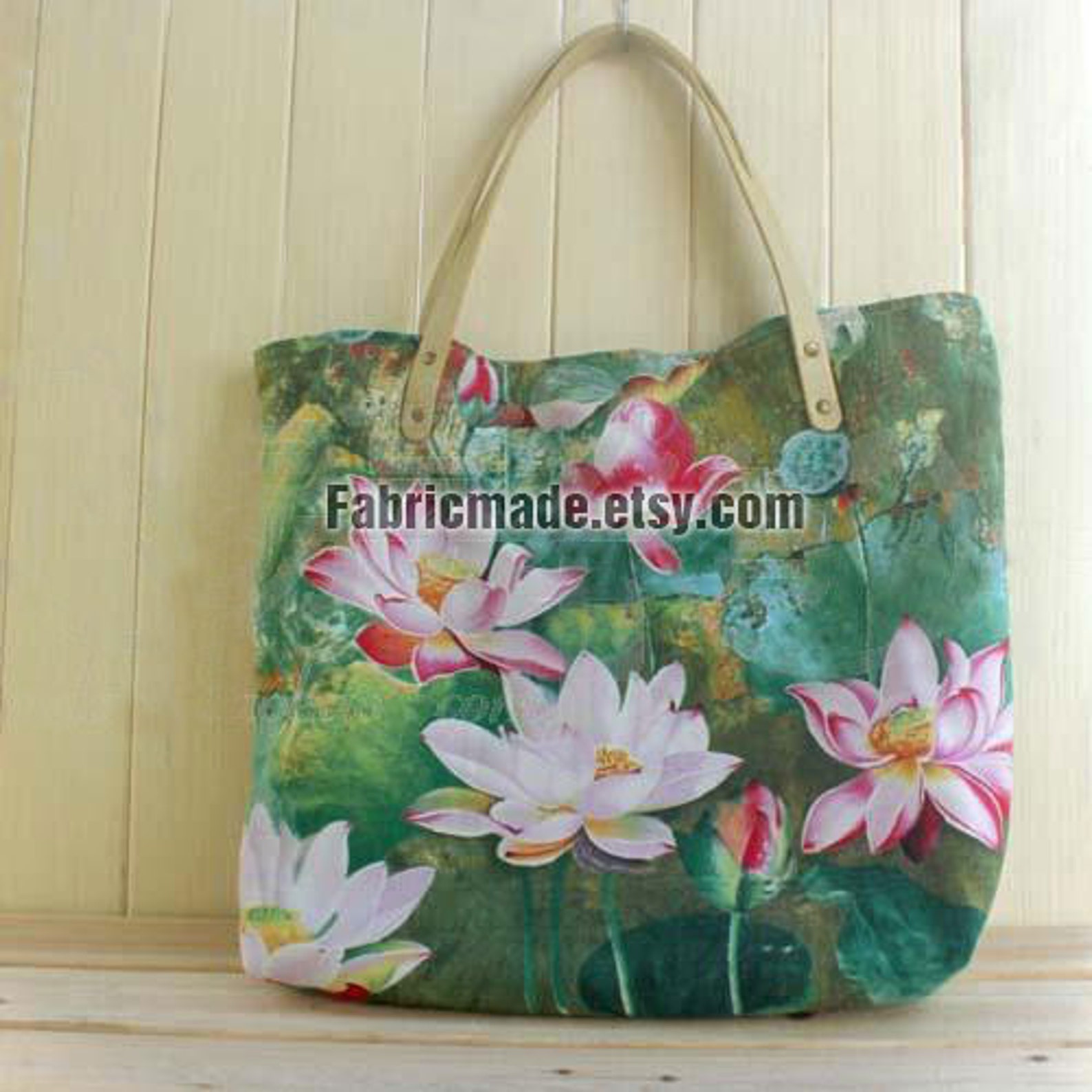 Water Lily Floral Cotton Linen Fabric Water Painting Style Etsy