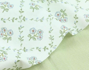 Green Floral Plaid Cotton Fabric – Quilting & Bedding, 92" Wide