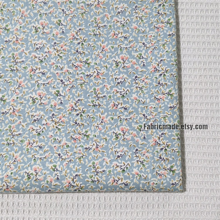 Tiny Floral Cotton Fabric Pink Purple Blue Flower - 1/2 Yard - Etsy