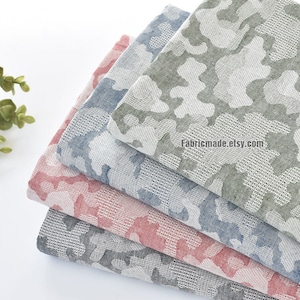 Camouflage Cotton Fabric Yarn Dye Jacquard In Red Green Blue Black -1/2 yard