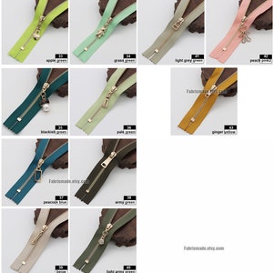 2 pcs 625 Gold Teeth Zippers,3 BRASS Closing End 43 Colors and Length choose image 4