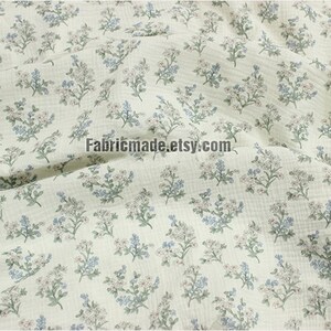 Blue Flower Double Gauze Floral Print Swaddle Fabric, Muslin material- 1/2 yard image 4
