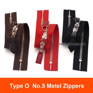 No. 5 Metal Two Ways Closed End Zipper Gold Silver Teeth Imitate Leather Pull, Bag Purse Zipper