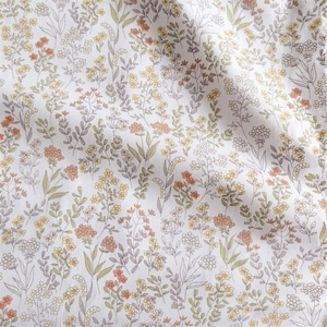 Tiny Yellow Pink Summer Flower Cotton Fabric  - 1/2 Yard