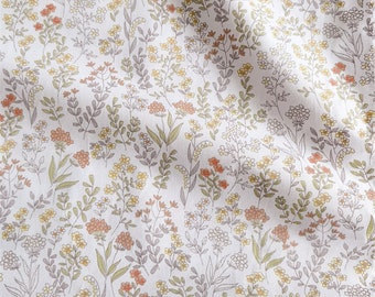 Tiny Yellow Pink Summer Flower Cotton Fabric  - 1/2 Yard