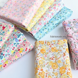 Fresh Floral Cotton Fabric Shabby Flower Print Cotton -1/2 yard