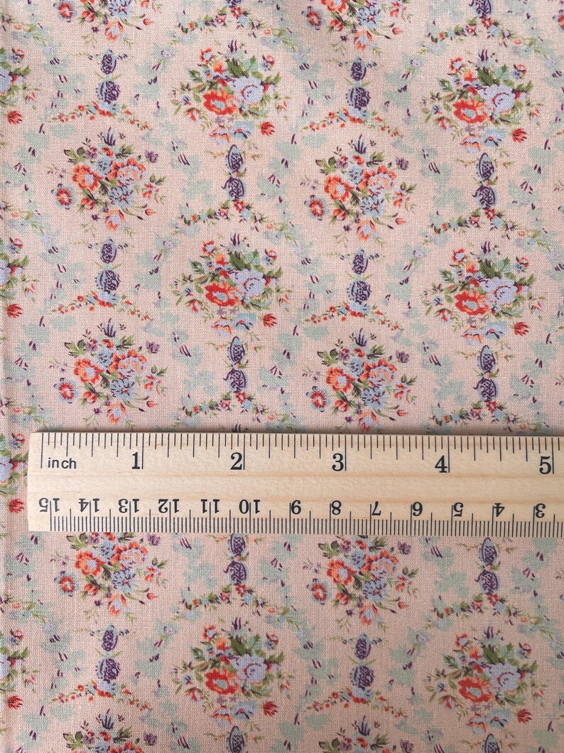 Tiny Floral Garland Round Stripes Flower Cotton Fabric - 1/2 yard image 7