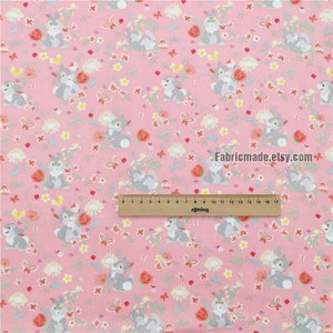 Cartoon Rabbit Flower Cotton Fabric for Quilting Clothing 1/2 yard image 4