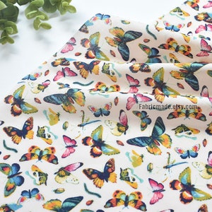 Thin Soft Colors Butterfly Dragonfly Cotton Fabric  -1/2 yard
