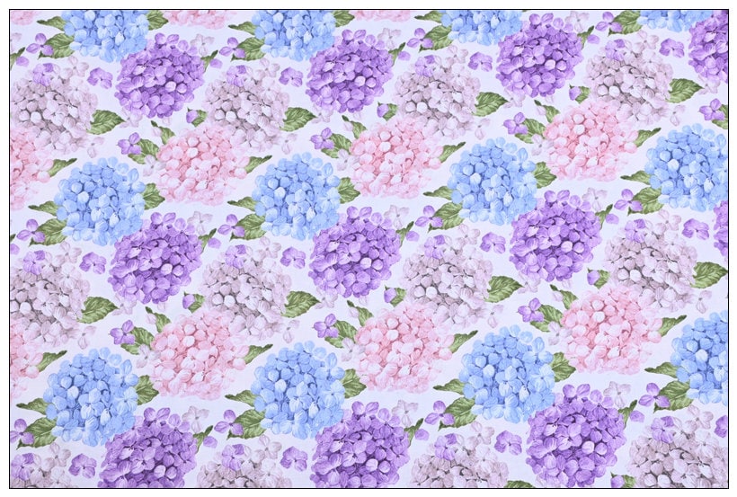 Hydrangea Floral Cotton Fabric Lilac Pink Blue Purple - Etsy