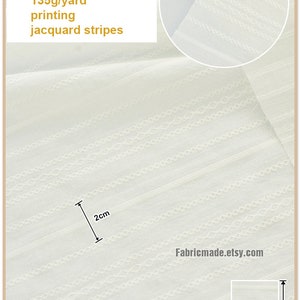 Thin Cotton Fabric With Jacquard Weave Dots Stripes For Summer 1/2 yard 5 off white stripes