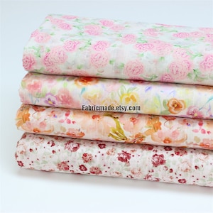 Roses Floral Cotton Fabric Jacquard Weave Stripes - 1/2 yard
