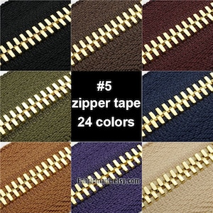 No. 3 5 8 Luxury Metal DIY Zipper Tape by the Yard - Gold Tooth zipper Accessories- One yard