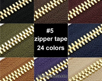 No. 3 5 8 Luxury Metal DIY Zipper Tape by the Yard - Gold Tooth zipper Accessories- One yard