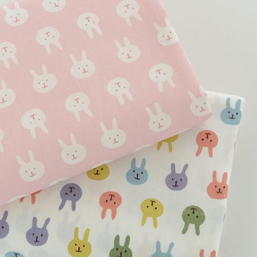 Pastel Pink Bunny Fabric Little Cartoon Rabbit Cotton Fabric - Etsy