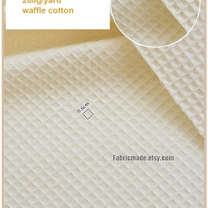 WAFFLE Cotton Fabric, Waffle Weave In Pale Blue Pink Beige White Ivory, Waffle Check Fabric Cotton 1/2 yard 6 pale yellow