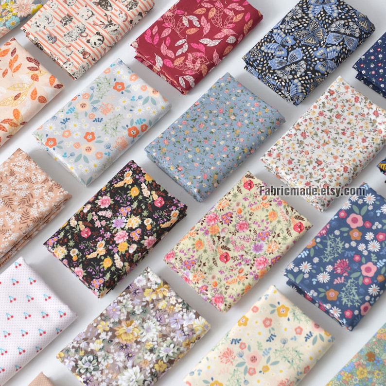 50 styles Little Floral Cotton Fabric Shabby Flower Cotton Fabric Collection 1/2 yard image 2