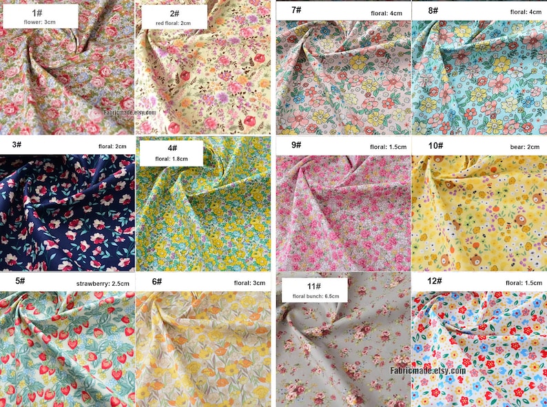 50 styles Little Floral Cotton Fabric Shabby Flower Cotton Fabric Collection 1/2 yard image 4