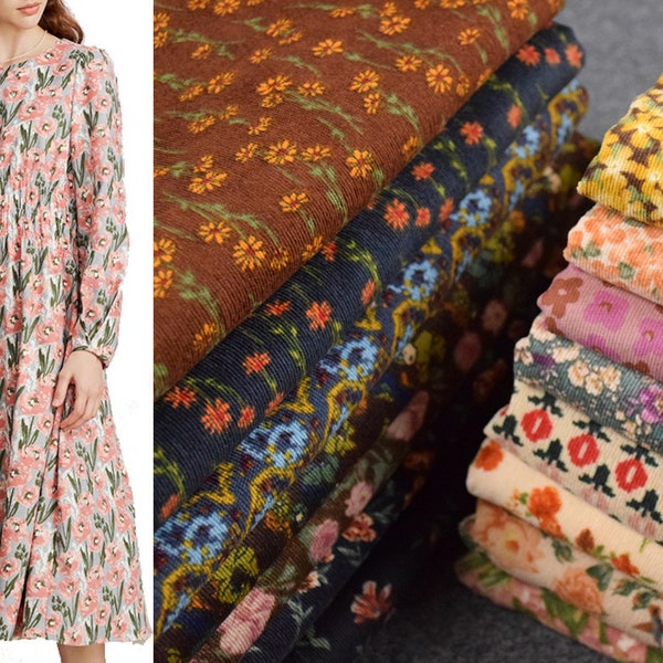 22 styles Vintage Floral Corduroy Fabric Collection For Spring Autumn Winter - 1/2 yard
