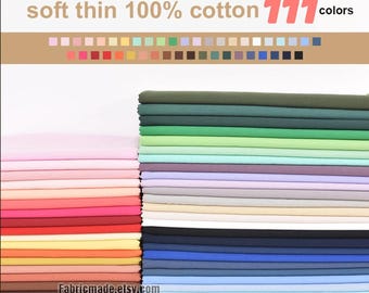111 Colors Thin Solid Cotton Fabric Lining Fabric- 1/2 yard