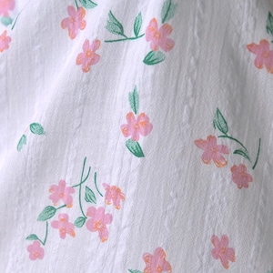 Little Pink Floral Seersucker Cotton Fabric - 1/2 yard