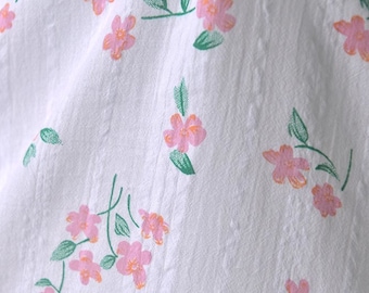 Liten rosa blommig Seersucker bomullstyg - 1/2 yard