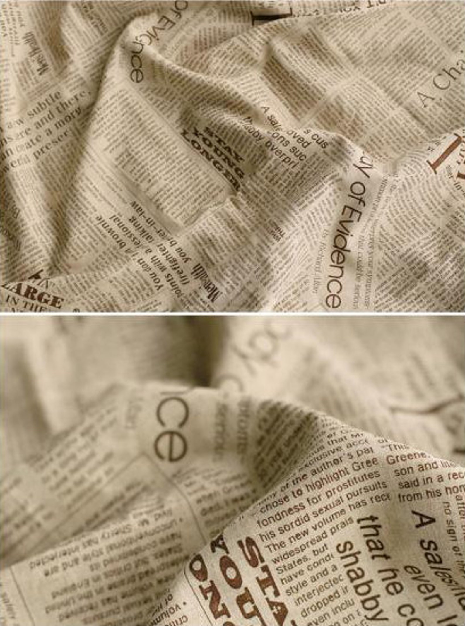 Vintage Newspaper Fabric Linen Fabric Linen Cotton Fabric Etsy