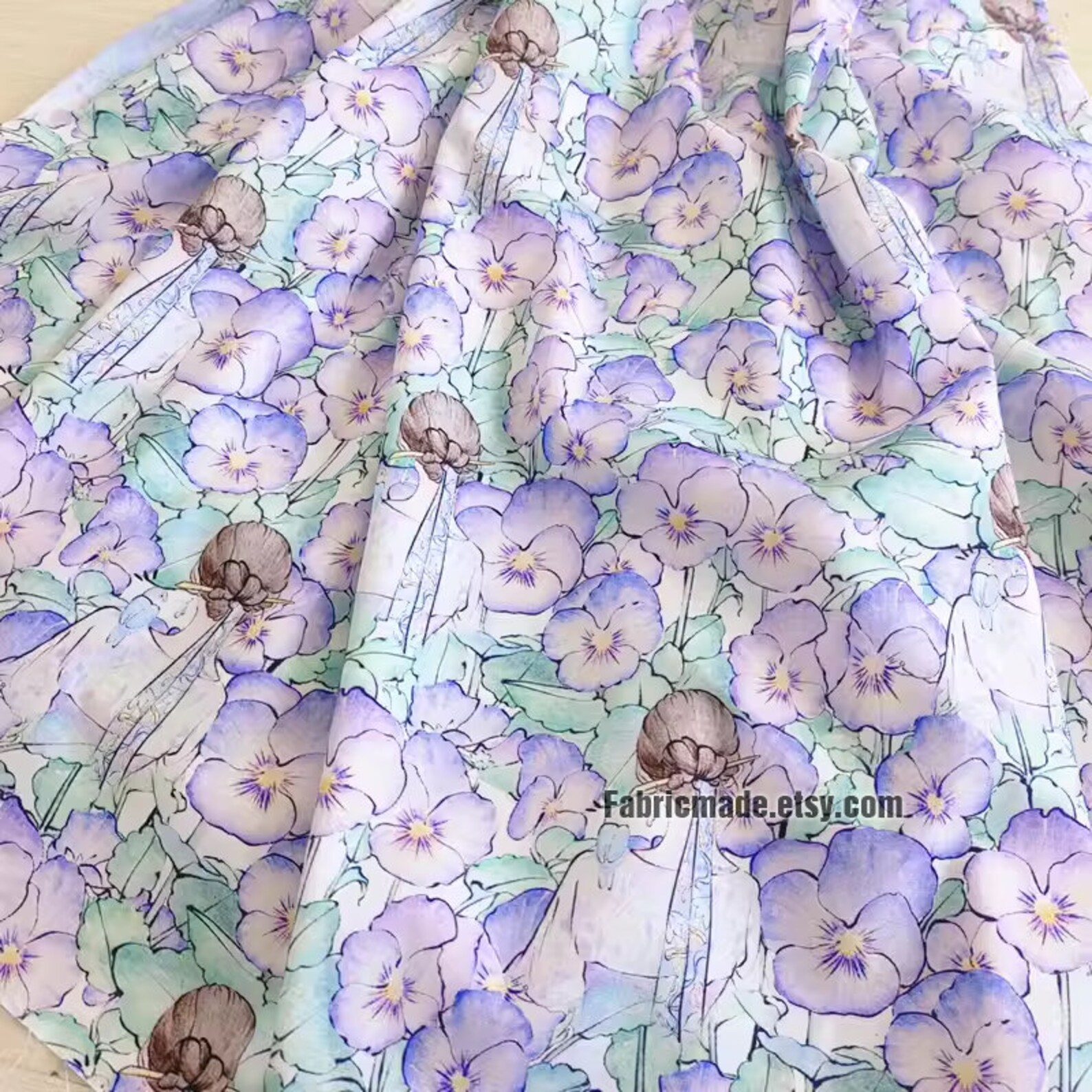 Lilac Purple Floral Cotton Fabric - 1/2 Yard - Etsy