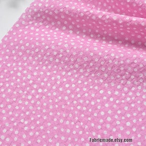 Dots Spots Seersucker Bubble Cotton Fabric Navy Blue Gray Grey Pink White Flower - 1/2 Yard