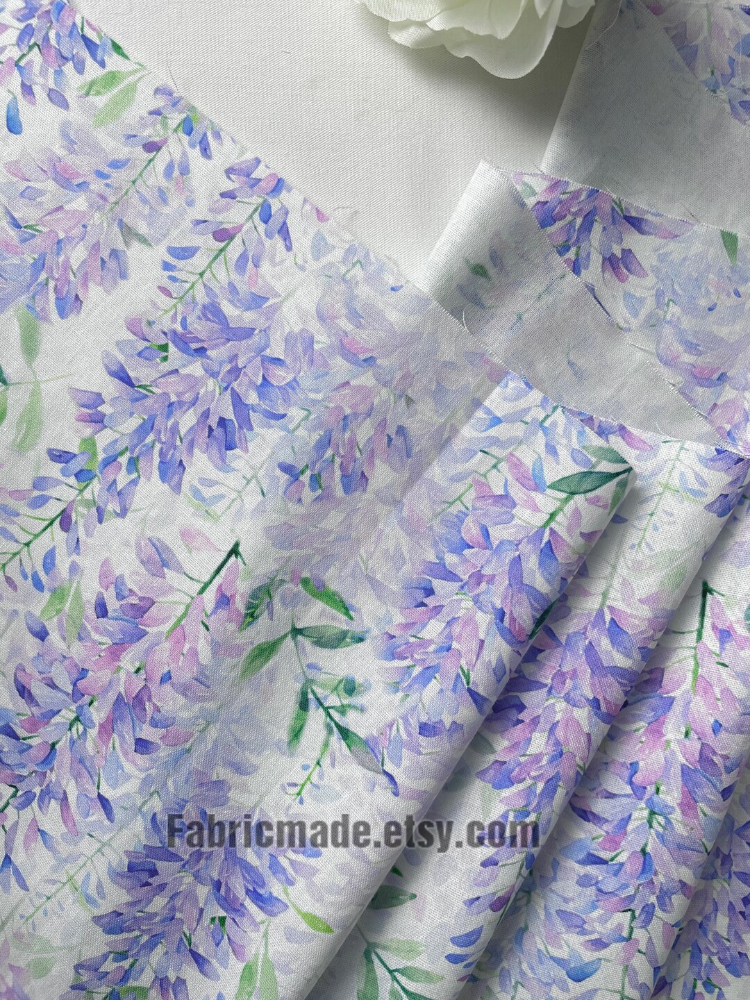 Watercolor Lilac Purple Lavender Floral Cotton Fabric - 1/2 Yard - Etsy