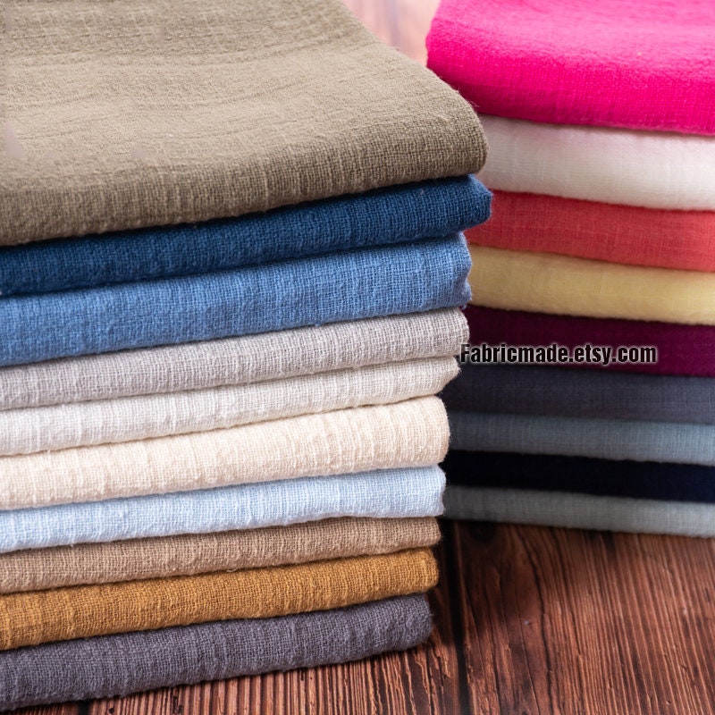 32 Colors Linen Fabric Light Weight Summer Linen Cotton Blended Bamboo  Joint Texture Fabric by Yard 