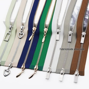 Two Way Silver Gold Teeth Zippers, #3 BRASS Separating Metal Zipper - Select Color and Length