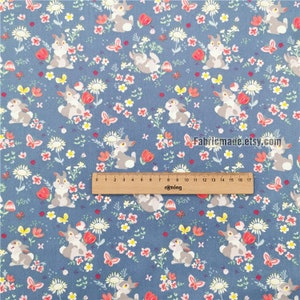 Cartoon Rabbit Flower Cotton Fabric for Quilting Clothing 1/2 yard image 7