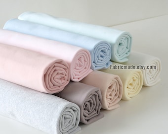 Tissu tricoté en jersey pastel uni, bleu clair rose beige jaune vert brossé en coton extensible - 1/2 yard 69"x18 »